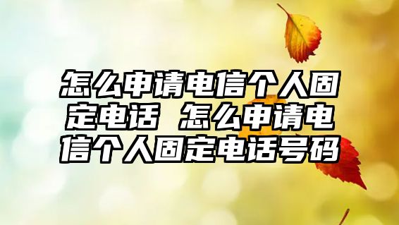 怎么申請電信個人固定電話 怎么申請電信個人固定電話號碼