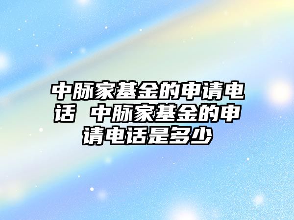 中脈家基金的申請電話 中脈家基金的申請電話是多少