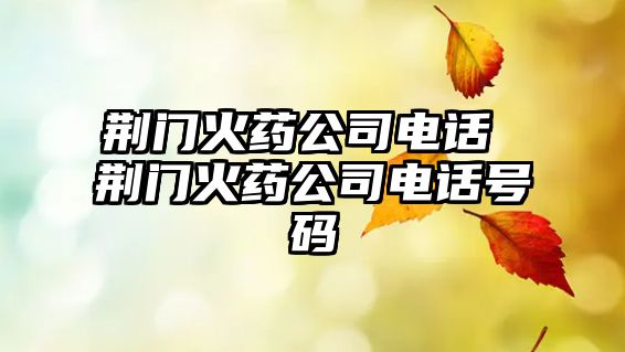 荊門火藥公司電話 荊門火藥公司電話號碼