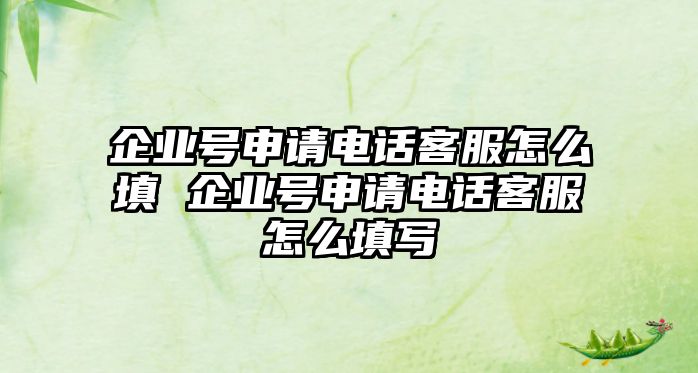 企業(yè)號(hào)申請(qǐng)電話客服怎么填 企業(yè)號(hào)申請(qǐng)電話客服怎么填寫(xiě)