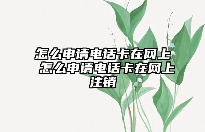 怎么申請電話卡在網(wǎng)上 怎么申請電話卡在網(wǎng)上注銷