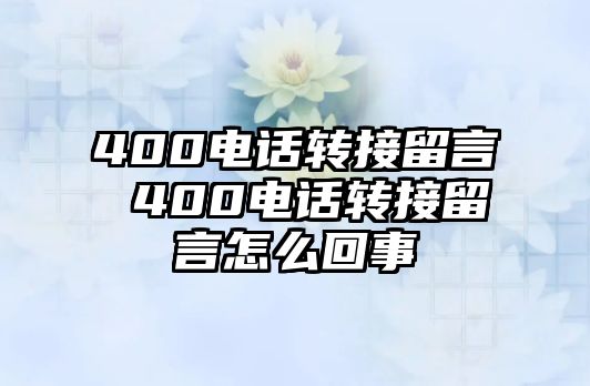 400電話轉(zhuǎn)接留言 400電話轉(zhuǎn)接留言怎么回事