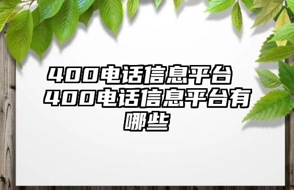 400電話信息平臺(tái) 400電話信息平臺(tái)有哪些