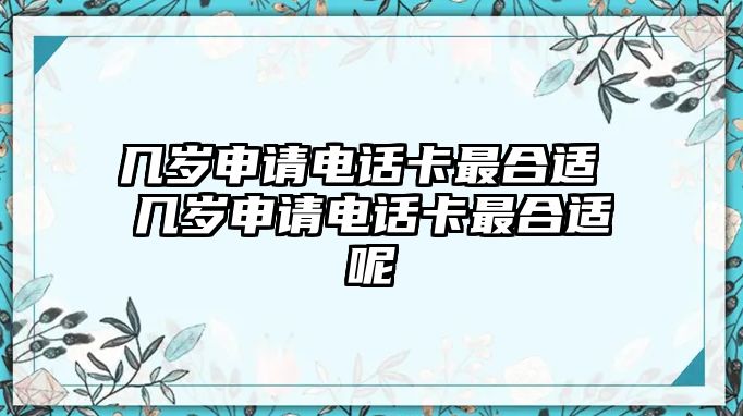 幾歲申請電話卡最合適 幾歲申請電話卡最合適呢