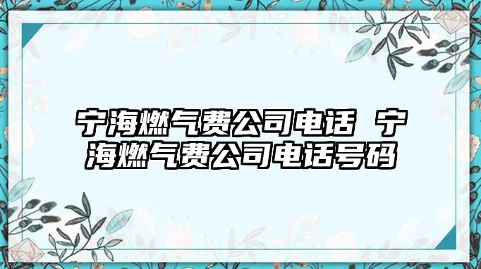 寧海燃氣費公司電話 寧海燃氣費公司電話號碼