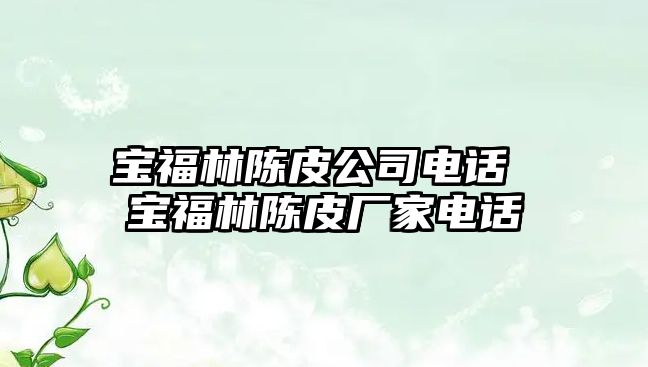 寶福林陳皮公司電話 寶福林陳皮廠家電話