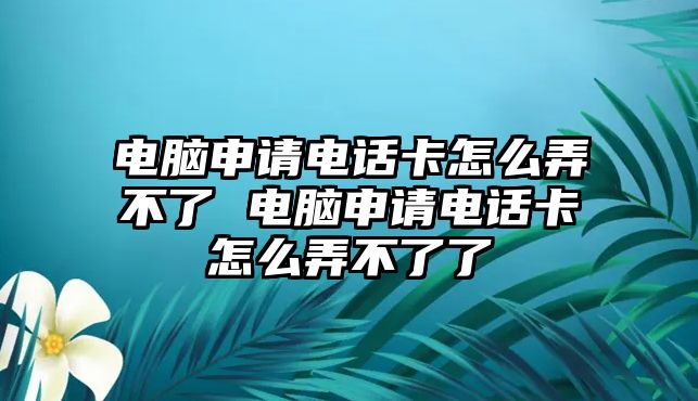 電腦申請(qǐng)電話卡怎么弄不了 電腦申請(qǐng)電話卡怎么弄不了了