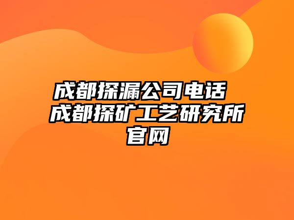 成都探漏公司電話 成都探礦工藝研究所官網(wǎng)